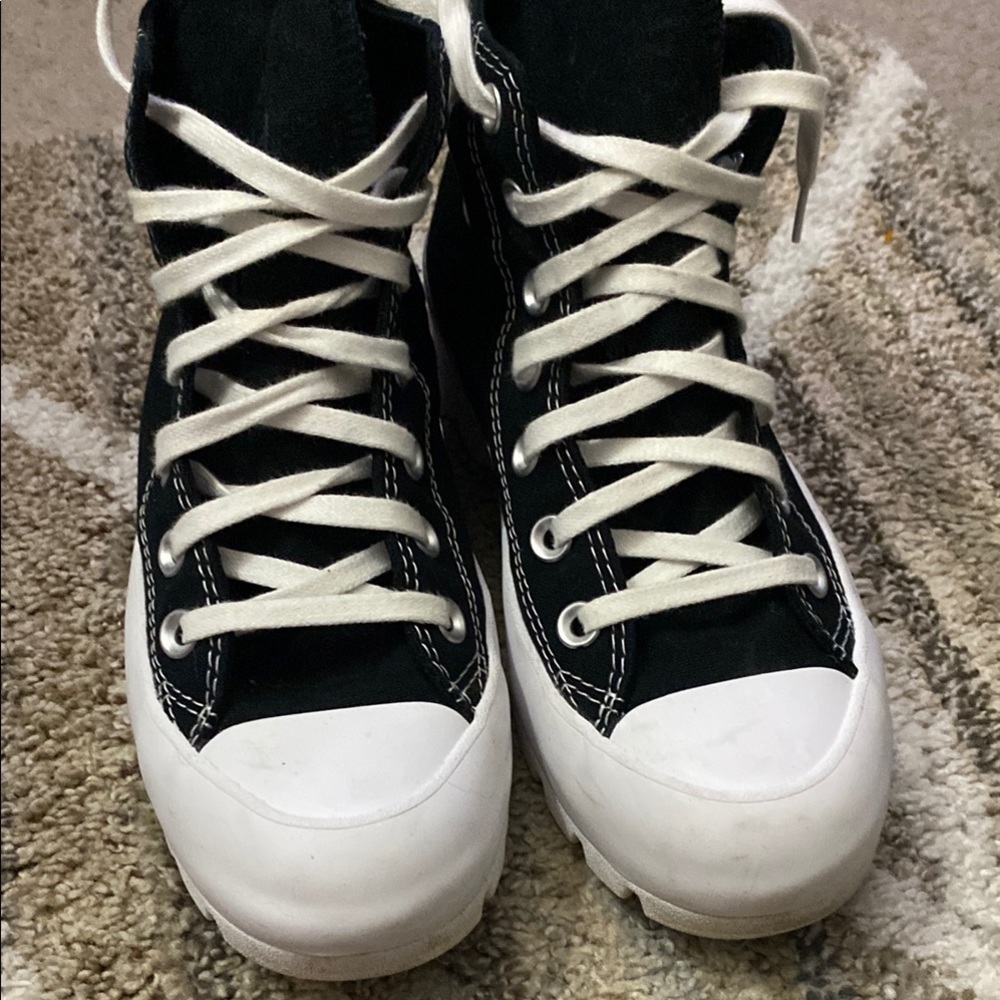 Converse Black and White High-Top Sneakers chunky bottom for hiking and fashion